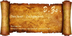 Decker Zsigmond névjegykártya